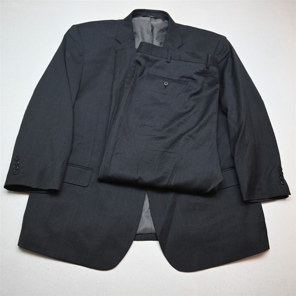 Jos A Bank 50S 44x28 Gray 100% Wool Executive Mens Jacket Pants Suit